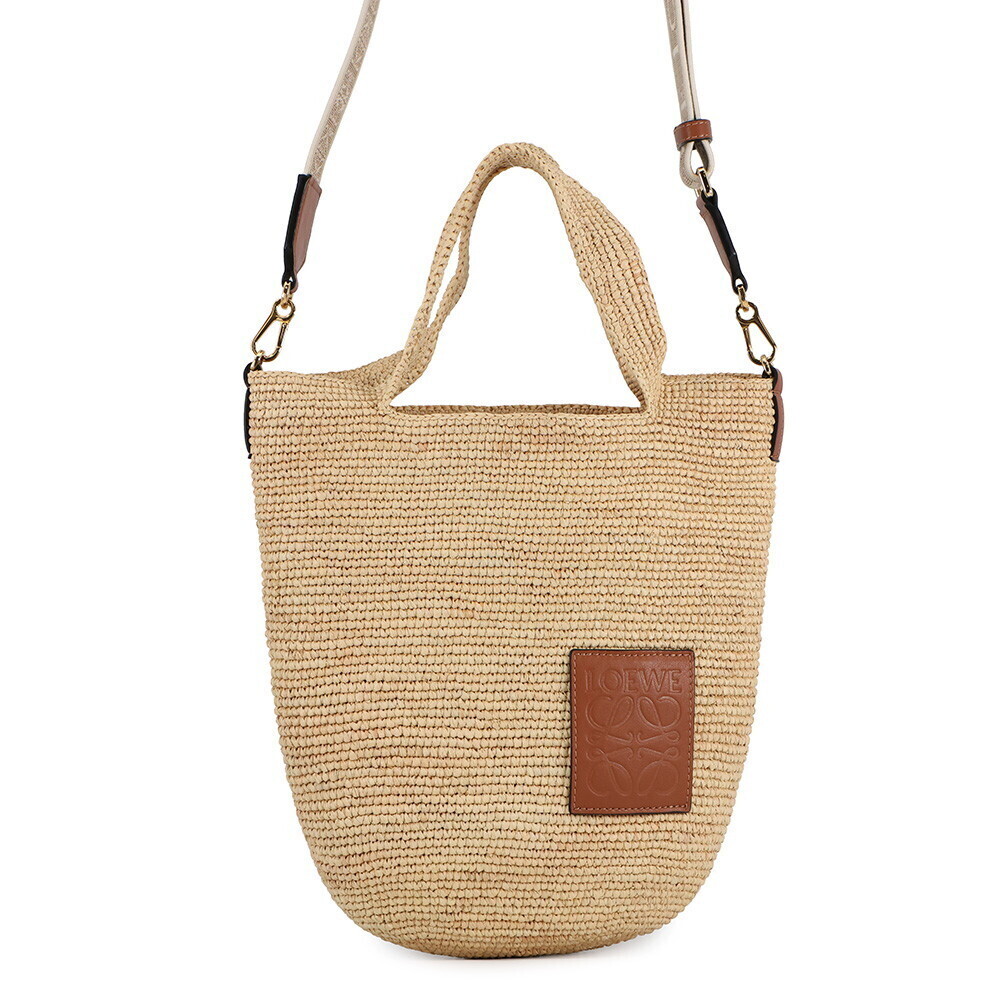Loewe Tote Bag Slit Raffia Leather Basket